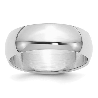 Sterlingsilber Rhodiniert 7mm Halb-round Ring
