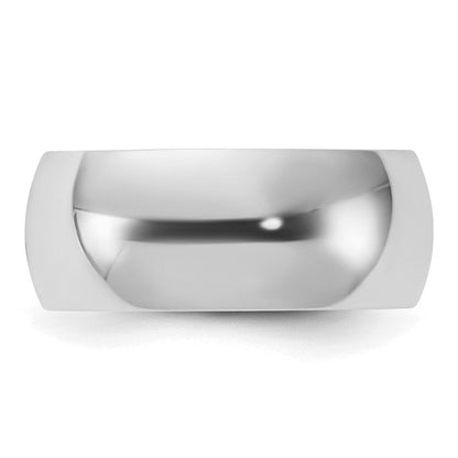 Sterlingsilber Rhodiniert 8mm Halb-round Ring
