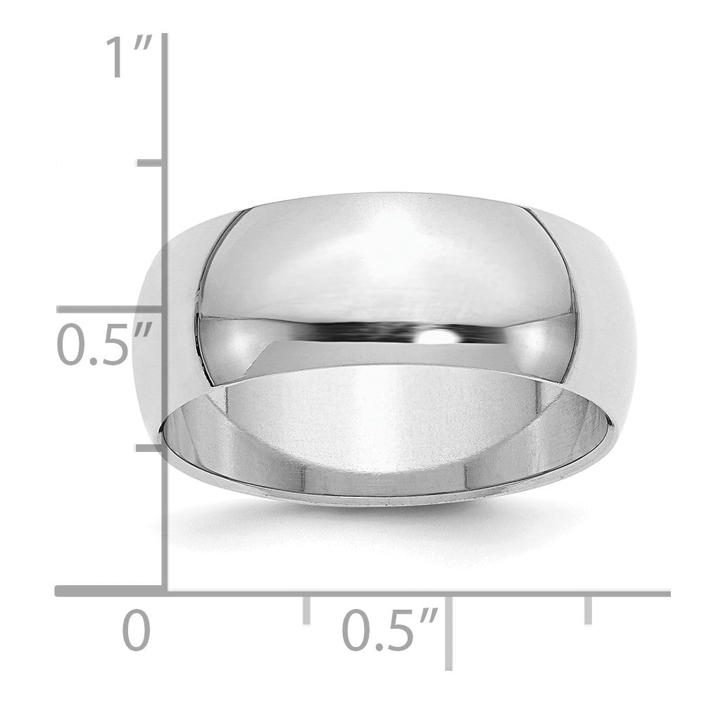 Sterlingsilber Rhodiniert 8mm Halb-round Ring