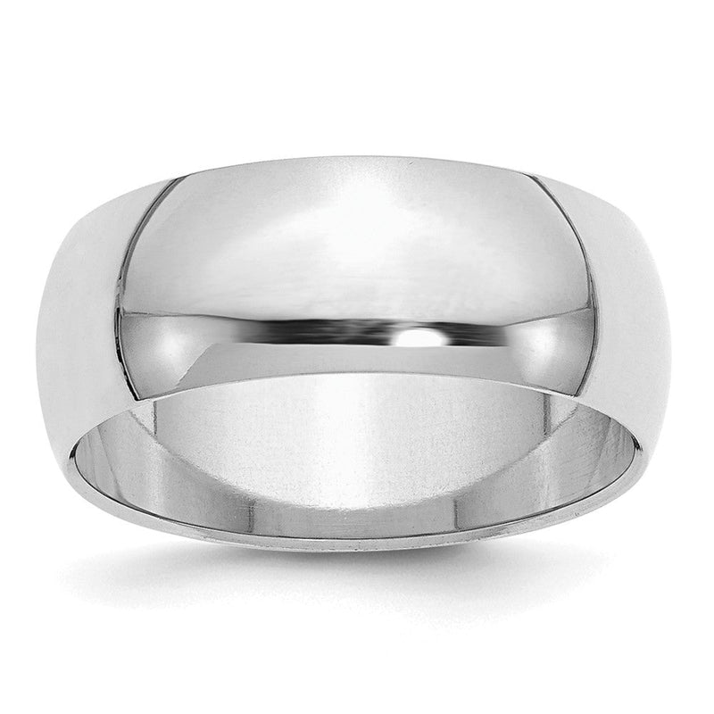 Sterlingsilber Rhodiniert 8mm Halb-round Ring