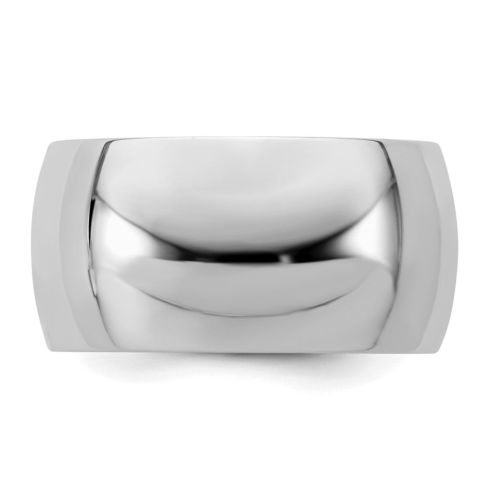Sterlingsilber Rhodiniert 10mm Halb-round Ring