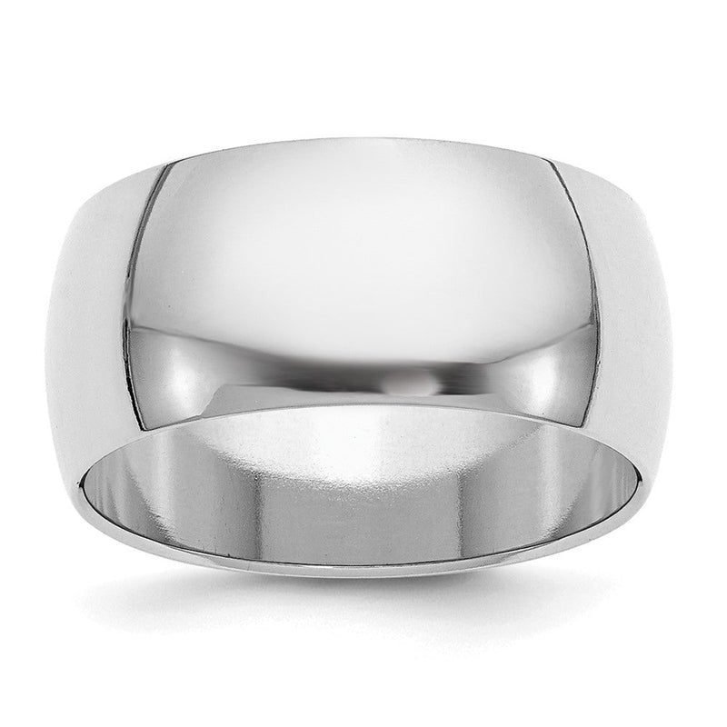 Sterlingsilber Rhodiniert 10mm Halb-round Ring