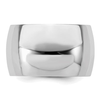 Sterlingsilber Rhodiniert 12mm Halb-round Ring