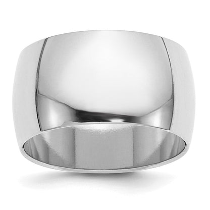 Sterlingsilber Rhodiniert 12mm Halb-round Ring