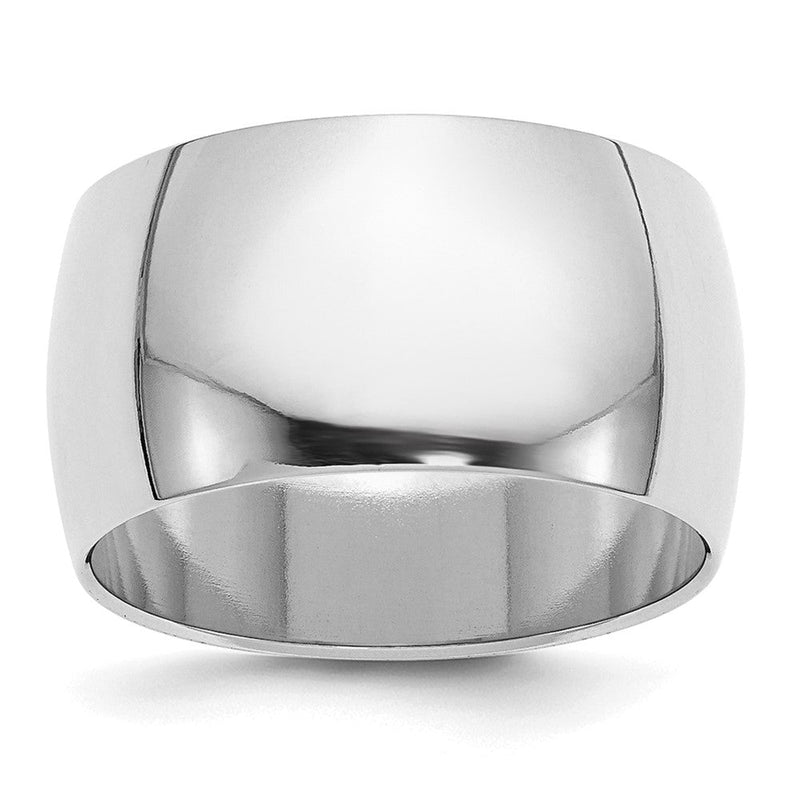 Sterlingsilber Rhodiniert 12mm Halb-round Ring