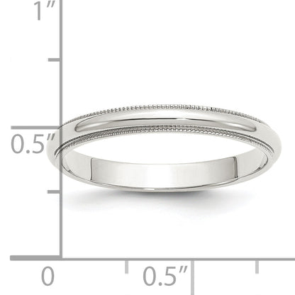 Sterlingsilber Rhodiniert 3mm Halb Rund Milgrain Größe 4 Ring