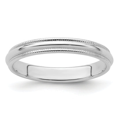 Sterlingsilber 3mm Halb Rund Milgrain Größe 4 Ring