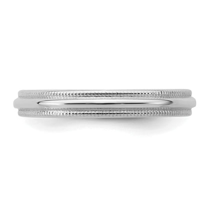 Sterlingsilber Rhodiniert 3mm Halb Rund Milgrain Größe 4 Ring