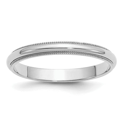 Sterlingsilber Rhodiniert 3mm Halb Rund Milgrain Größe 4 Ring