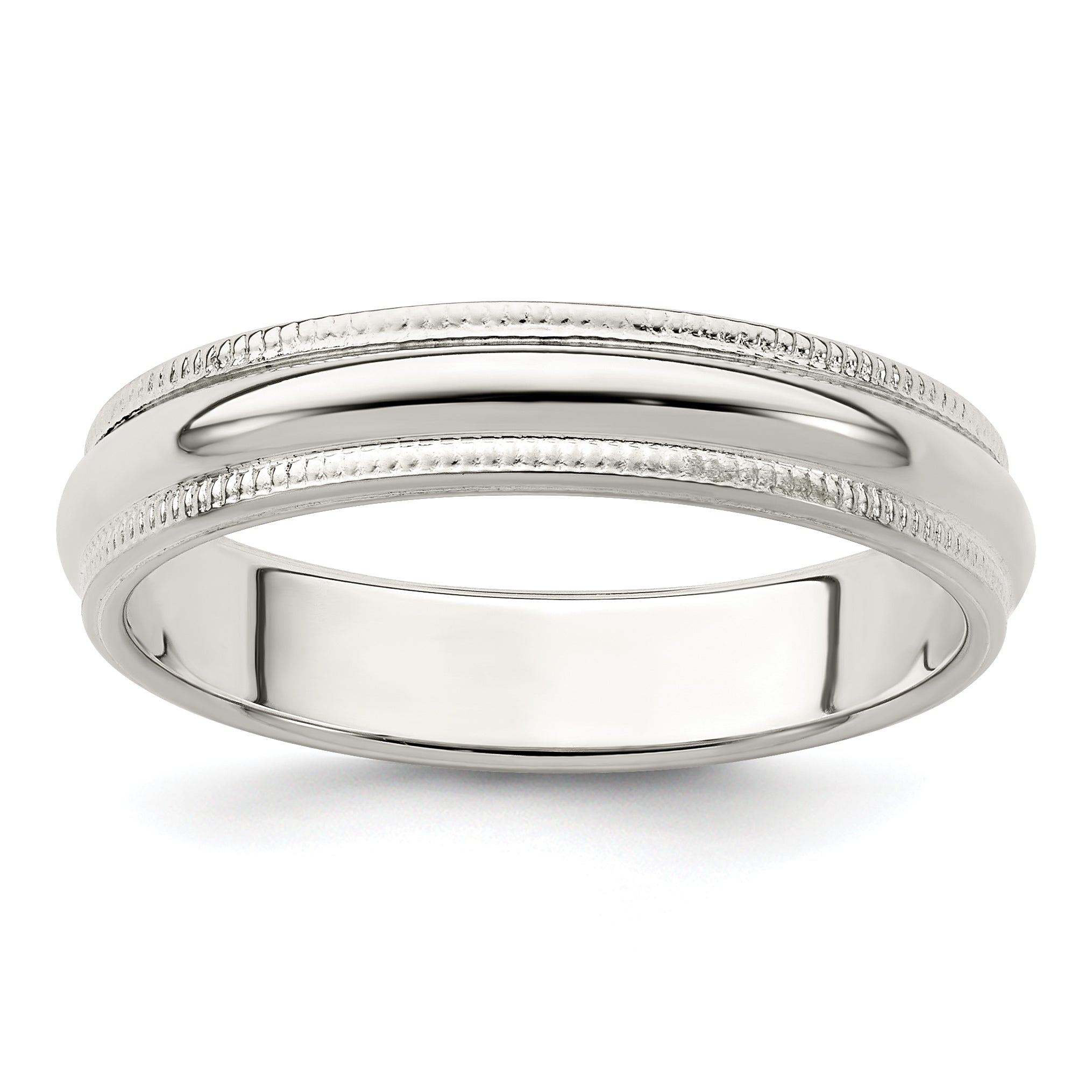 Sterlingsilber 4mm Halb Rund Milgrain Größe 4 Ring