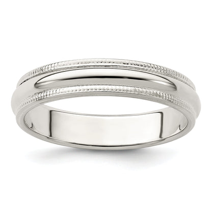 Sterlingsilber 4mm Halb Rund Milgrain Größe 4 Ring