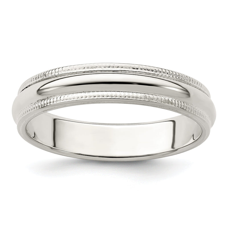 Sterlingsilber 4mm Halb Rund Milgrain Größe 4 Ring