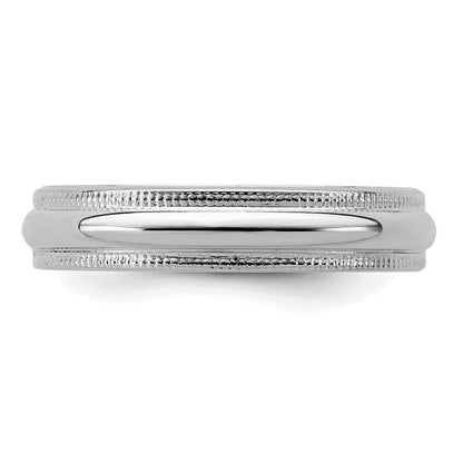 Sterlingsilber Rhodiniert 4mm Halb Rund Milgrain Ring