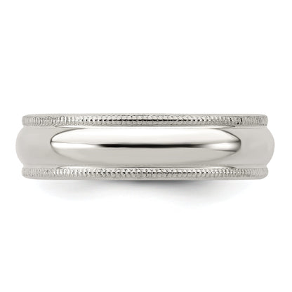 Sterlingsilber 5mm Halb Rund Milgrain Größe 4 Ring