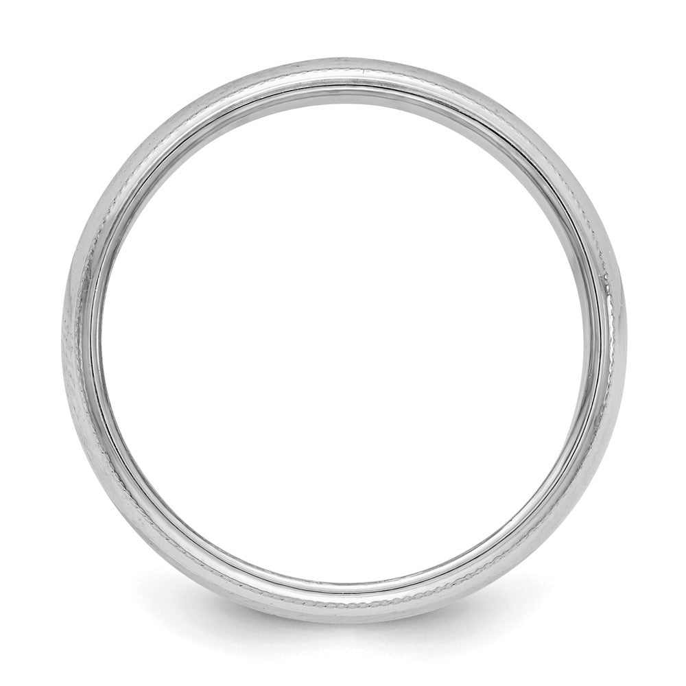 Sterlingsilber Rhodiniert 5mm Halb Rund Milgrain Ring