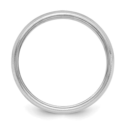 Sterlingsilber Rhodiniert 5mm Halb Rund Milgrain Ring