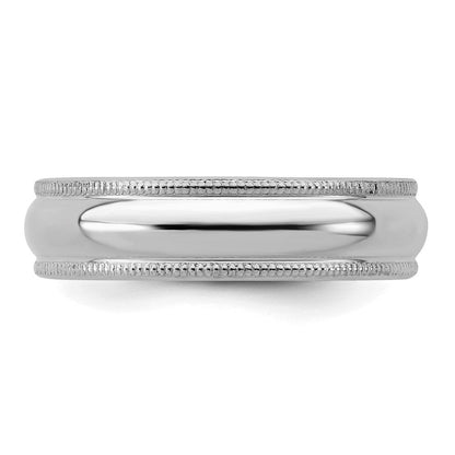 Sterlingsilber Rhodiniert 5mm Halb Rund Milgrain Ring