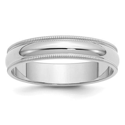 Sterlingsilber Rhodiniert 5mm Halb Rund Milgrain Ring