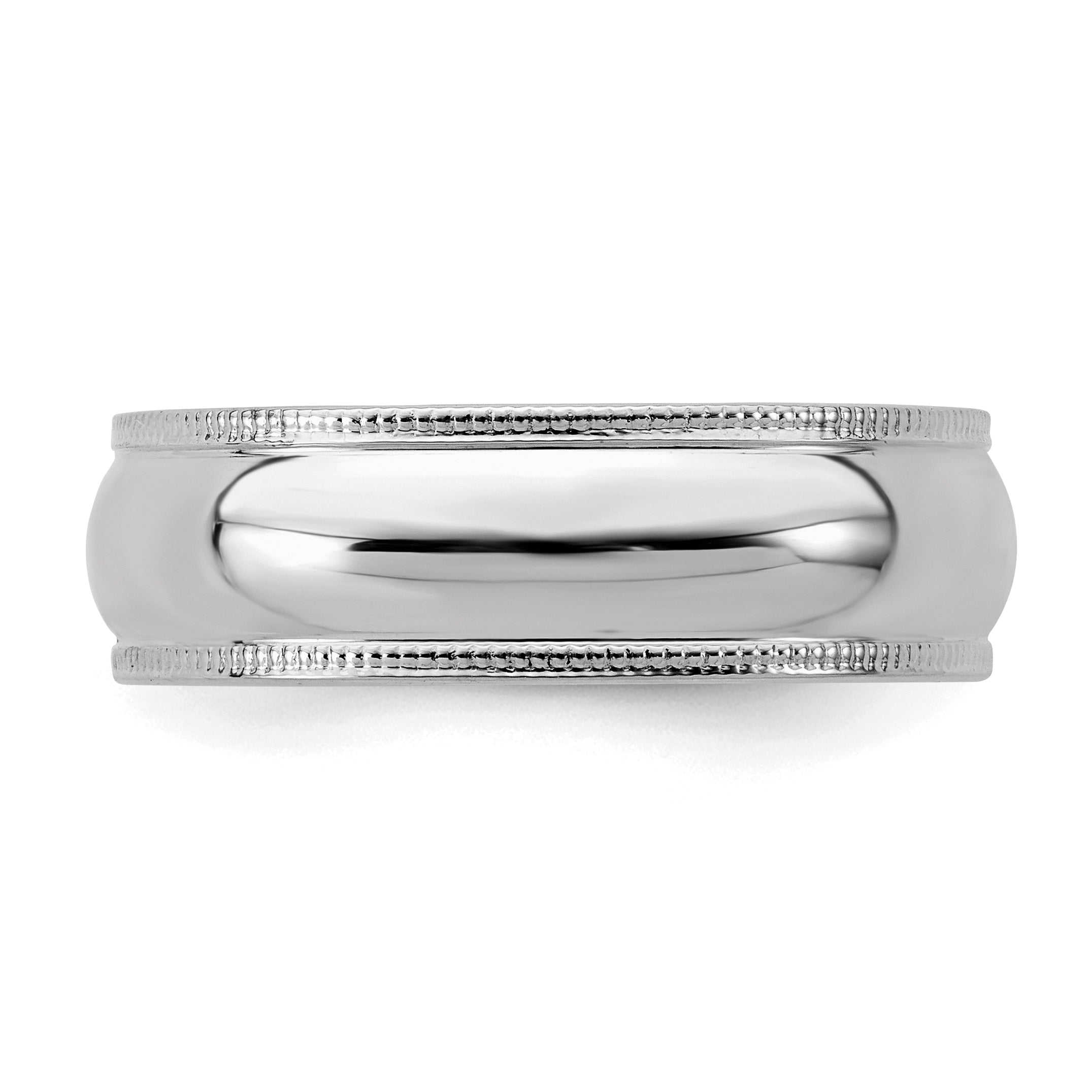 Sterlingsilber Rhodiniert 6mm Halb Rund Milgrain Größe 4 Ring