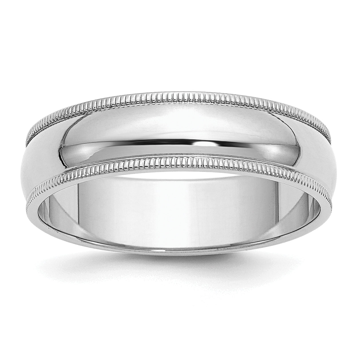 Sterlingsilber Rhodiniert 6mm Halb Rund Milgrain Größe 4 Ring