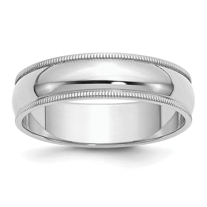 Sterlingsilber Rhodiniert 6mm Halb Rund Milgrain Größe 4 Ring