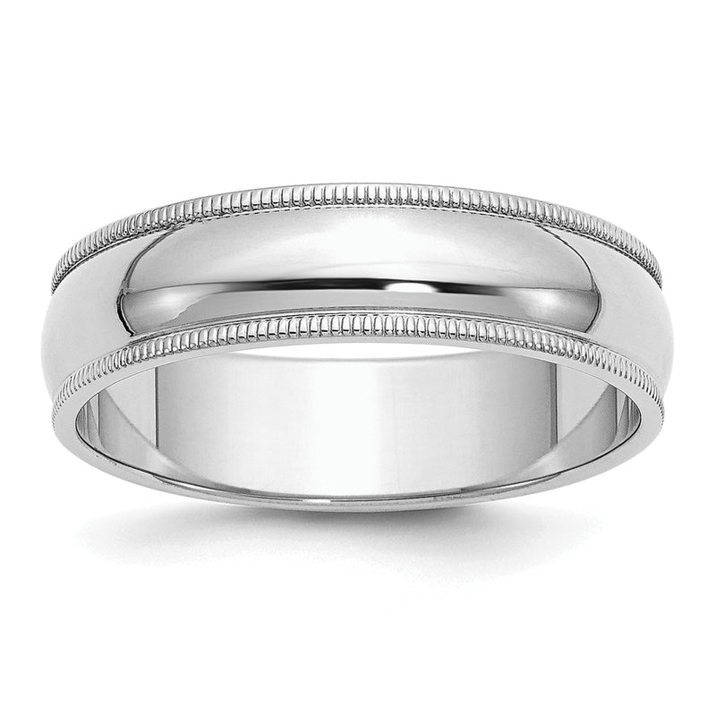Sterlingsilber Rhodiniert 6mm Halb Rund Milgrain Größe 4 Ring
