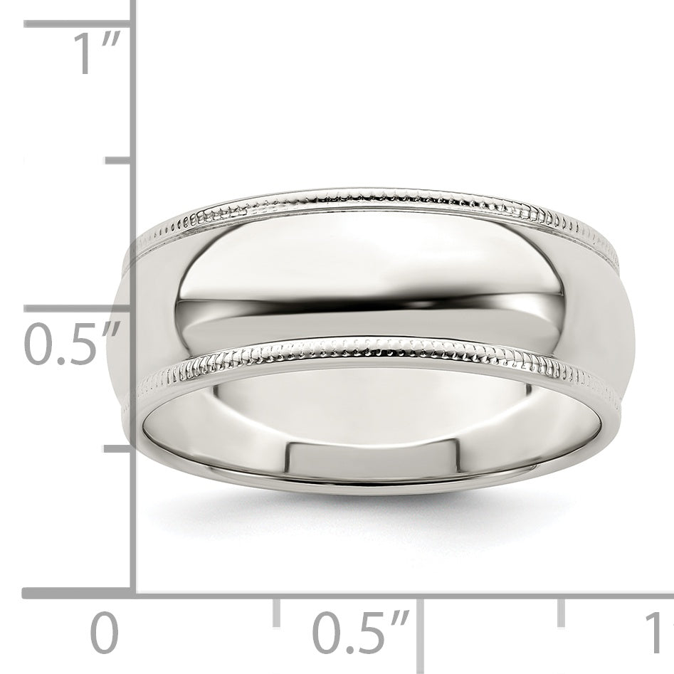 Sterlingsilber 7mm Halb Rund Milgrain Größe 4 Ring