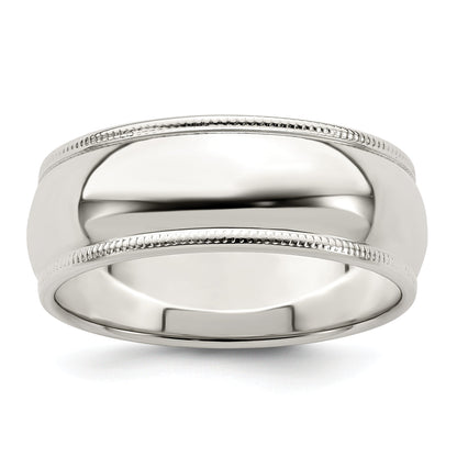 Sterlingsilber 7mm Halb Rund Milgrain Größe 4 Ring
