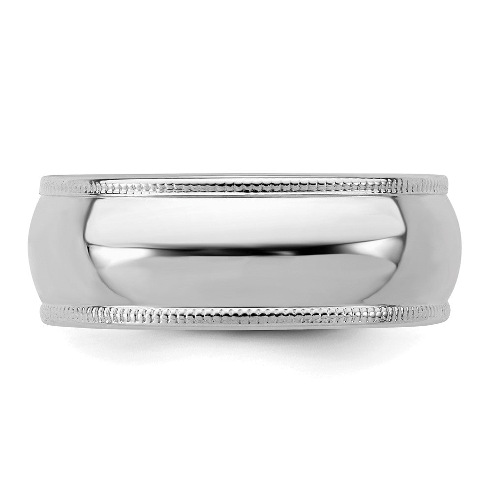 Sterlingsilber Rhodiniert 7mm Halb Rund Milgrain Ring