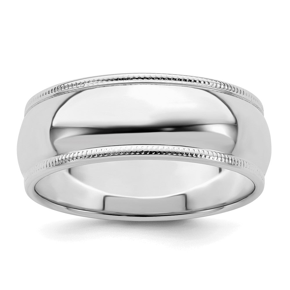 Sterlingsilber Rhodiniert 7mm Halb Rund Milgrain Ring
