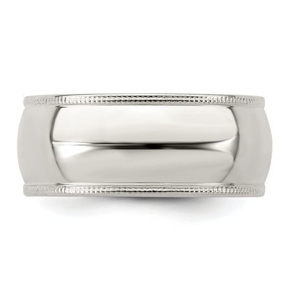 Sterlingsilber 8mm Halb Rund Milgrain Größe 4 Ring