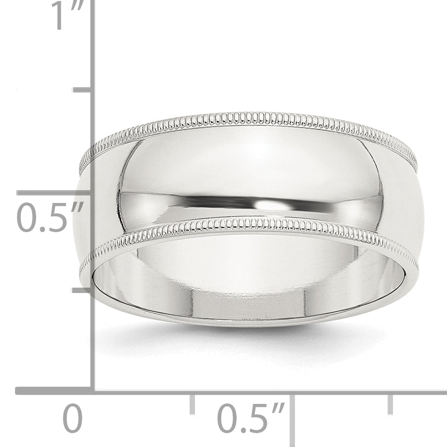 Sterlingsilber 8mm Halb Rund Milgrain Größe 4 Ring