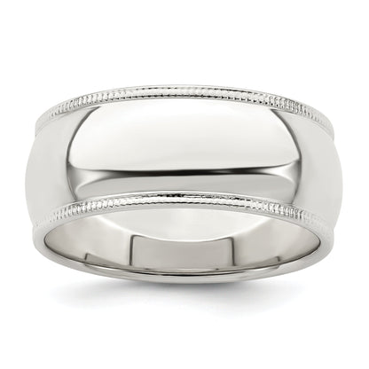 Sterlingsilber 8mm Halb Rund Milgrain Größe 4 Ring