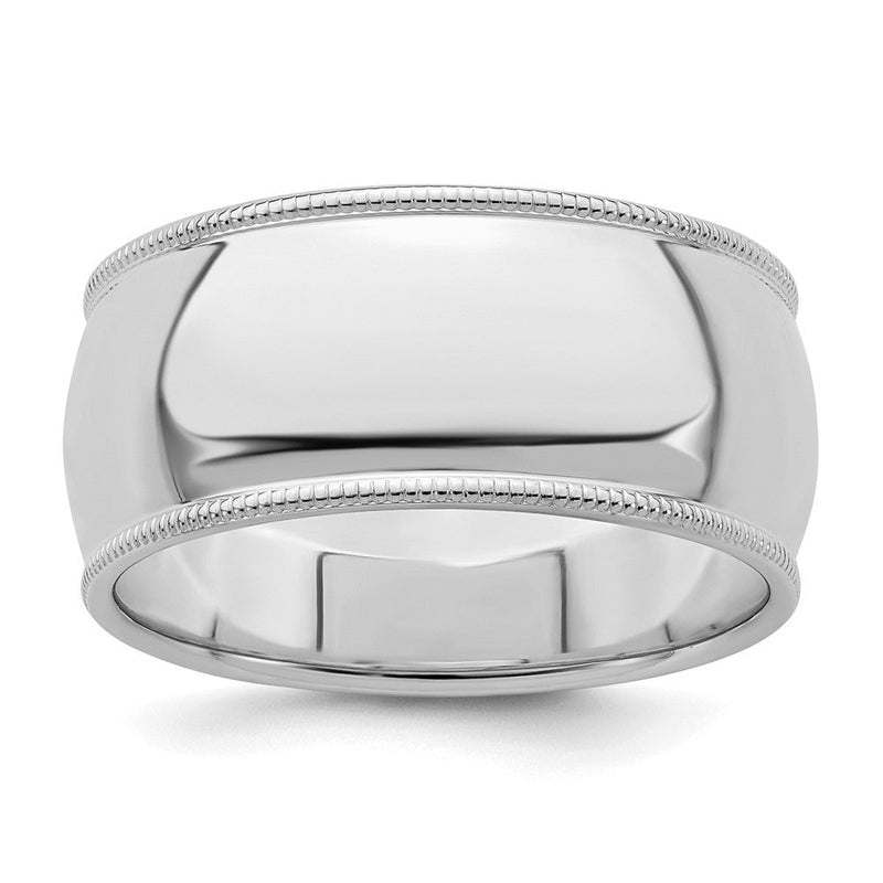 Sterlingsilber Rhodiniert 9mm Halb Rund Milgrain Ring
