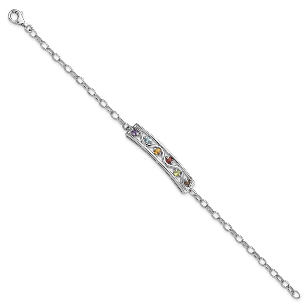 Sterlingsilber Rhodiniert Regenbogen Multi Edelstein 7.5 Zoll Armband
