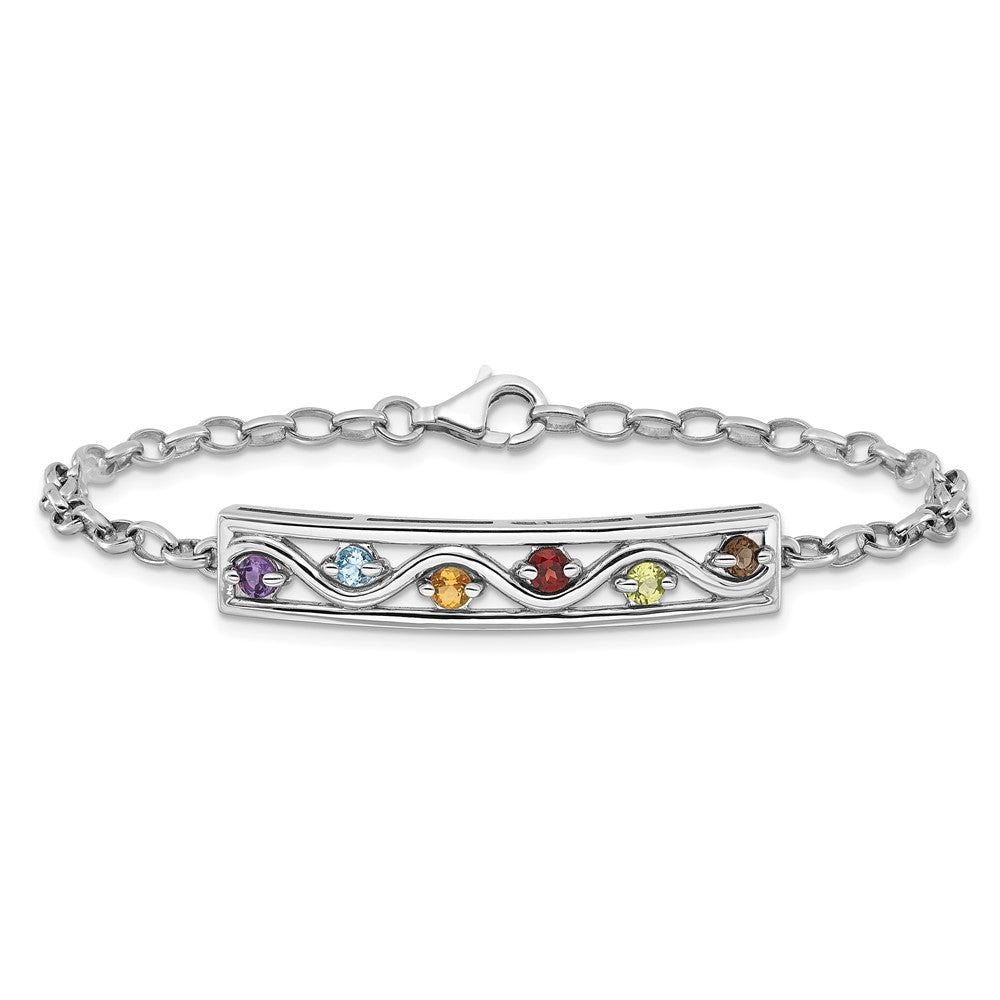 Sterlingsilber Rhodiniert Regenbogen Multi Edelstein 7.5 Zoll Armband
