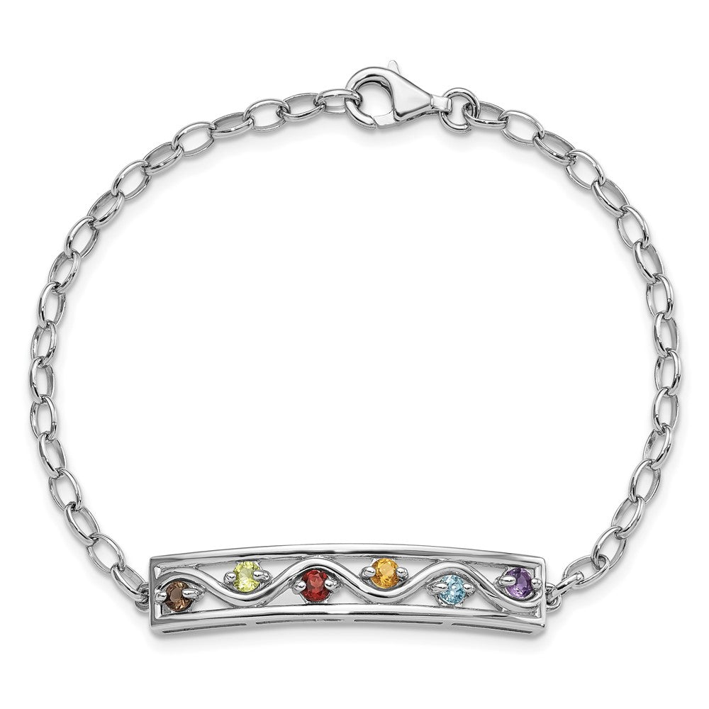 Sterlingsilber Rhodiniert Regenbogen Multi Edelstein 7.5 Zoll Armband