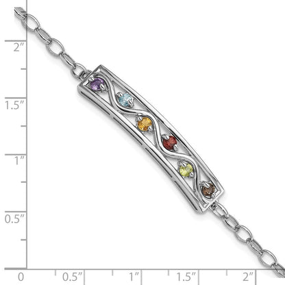 Sterlingsilber Rhodiniert Regenbogen Multi Edelstein 7.5 Zoll Armband
