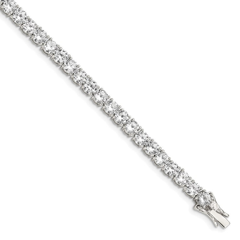 7 Zoll Sterlingsilber Rhodiniert Zirkonia Tennis Armband