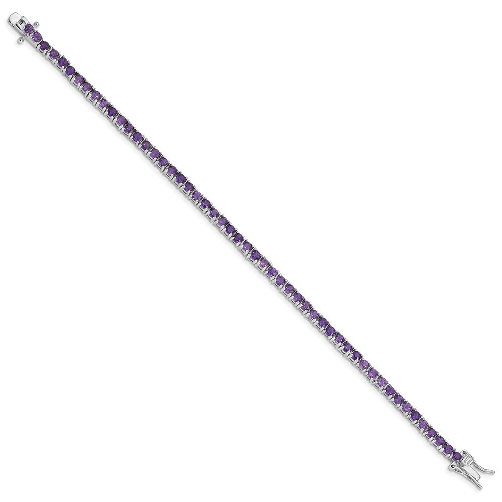 7 Zoll Sterlingsilber Rhodiniert Amethyst Armband