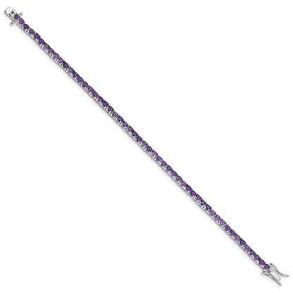 7 Zoll Sterlingsilber Rhodiniert Amethyst Armband
