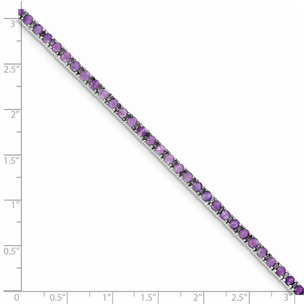7 Zoll Sterlingsilber Rhodiniert Amethyst Armband