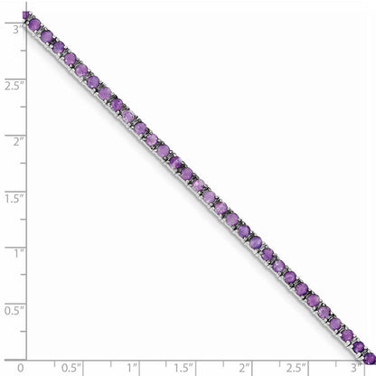 7 Zoll Sterlingsilber Rhodiniert Amethyst Armband