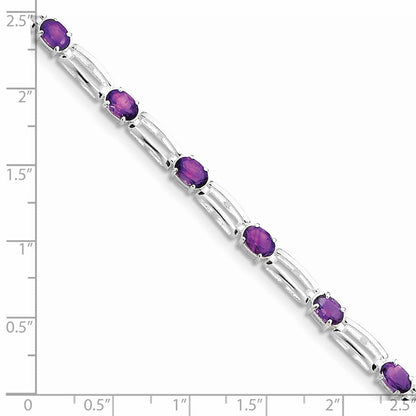 7 Zoll Sterlingsilber Rhodiniert Amethyst Armband