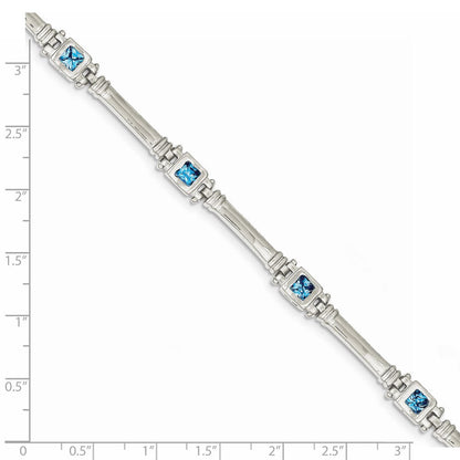 7 Zoll Sterlingsilber Rhodiniert Blautopas Armband