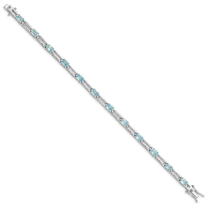 7 Zoll Sterlingsilber Rhodiniert Blautopas Armband