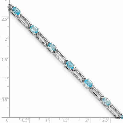 7 Zoll Sterlingsilber Rhodiniert Blautopas Armband