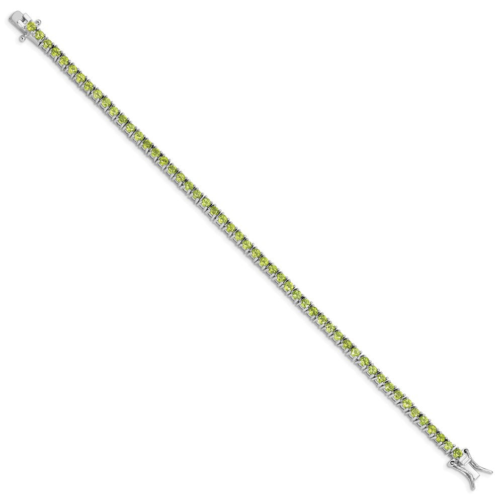 7 Zoll Sterlingsilber Rhodiniert Peridot Armband
