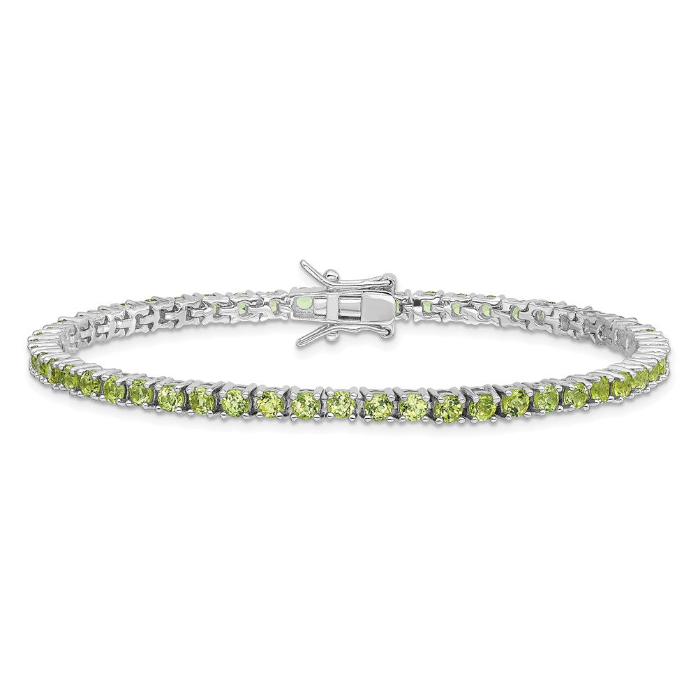 7 Zoll Sterlingsilber Rhodiniert Peridot Armband