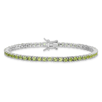 7 Zoll Sterlingsilber Rhodiniert Peridot Armband